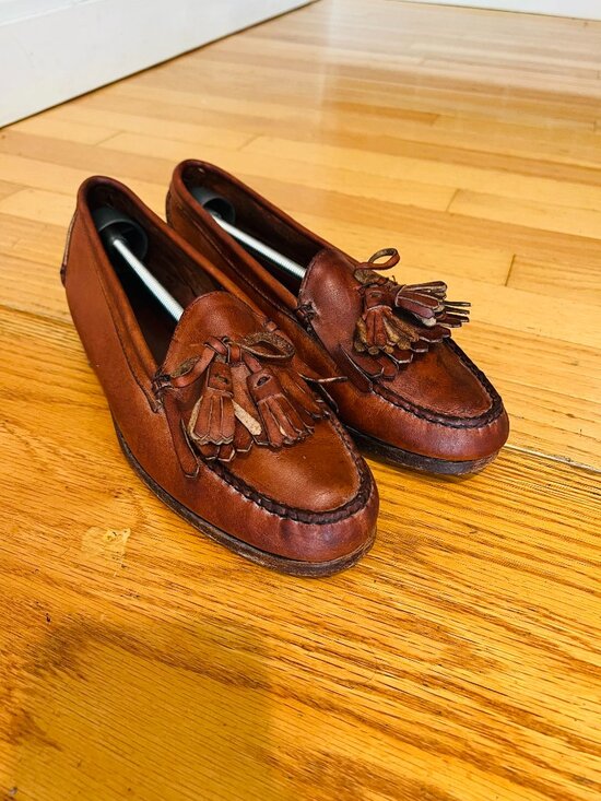 Polo Ralph Lauren Brown Leather Tassel Penny Loafers 8 Bench Made in Maine USA main image 8